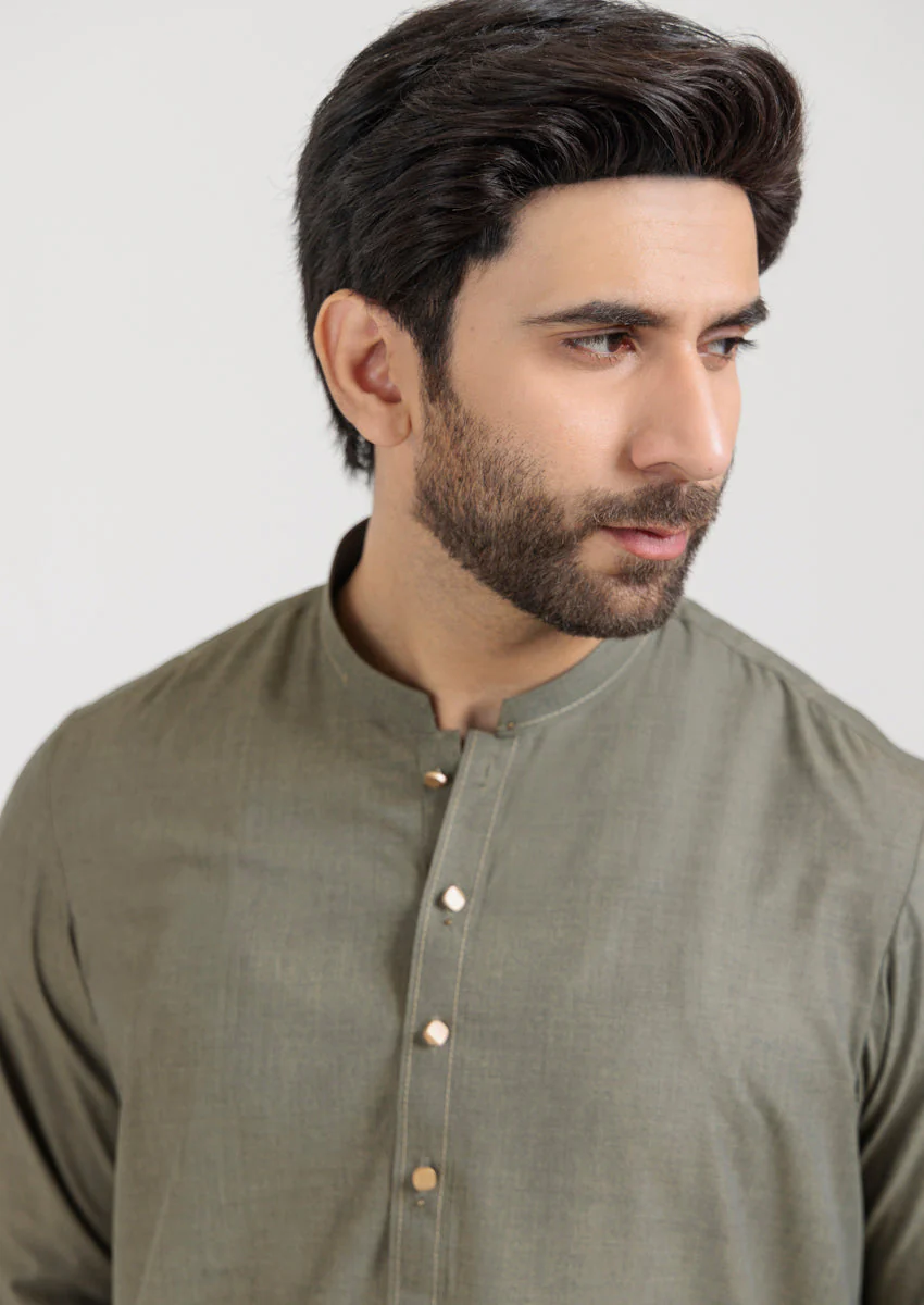 Olive-Blended-Shalwar Suit - (M25SSS2021) B-41 R 23 - Image 3