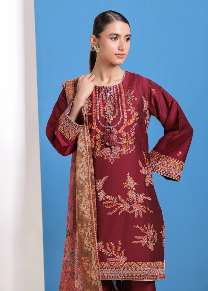 Maroon-Cotton Silk-3 Piece (WPS25FE3023)B-181 (R-9) - Image 4